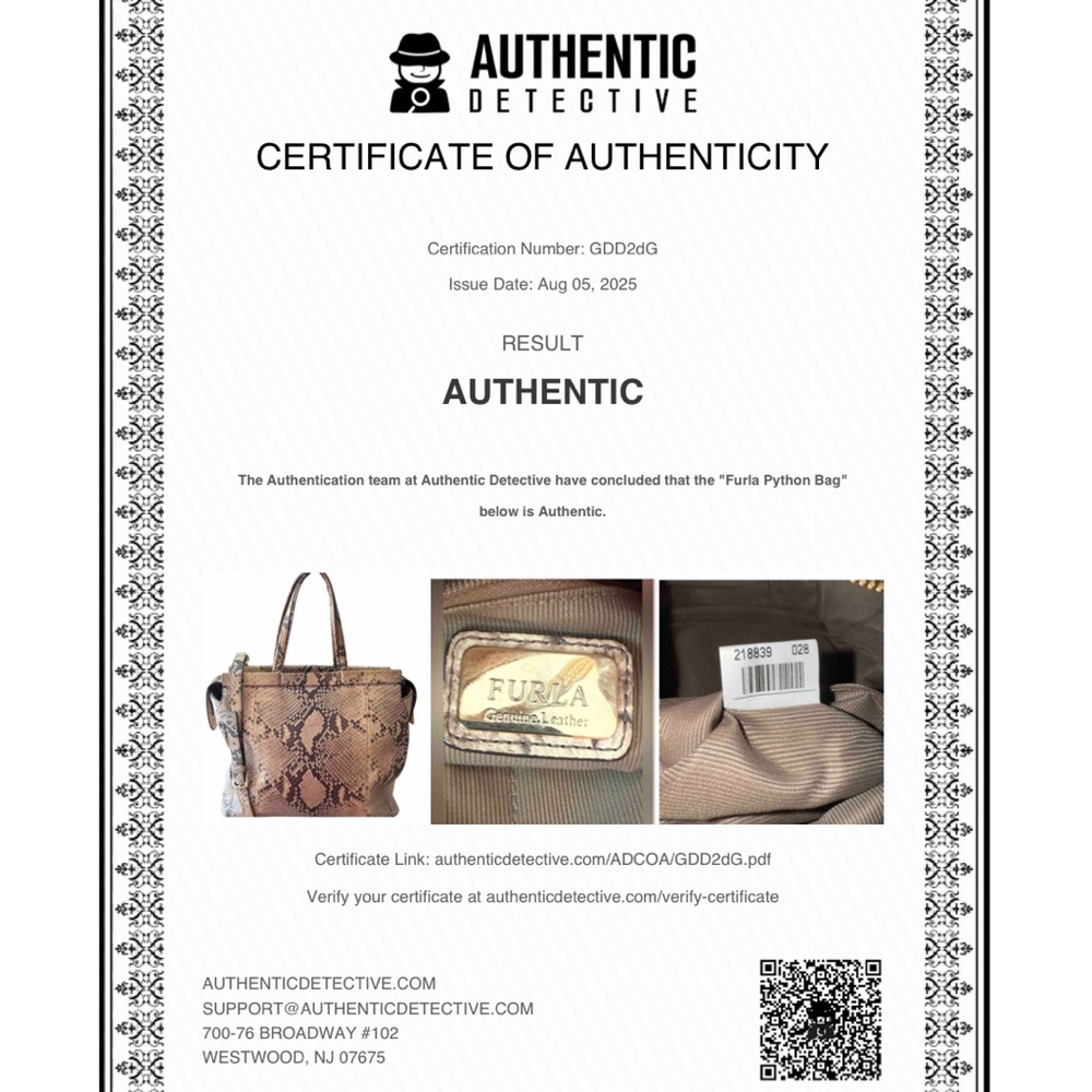 Furla Python Embossed Leather Top Zip Two Way Bag | COA - Picture 14 of 14